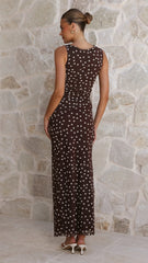 Janika Maxi Skirt - Chocolate/White Polka Dot