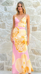 Scarlet Maxi Dress - Pink/Yellow Floral