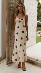 Jianna Maxi Dress - Cream/Black Polka Dot