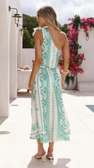 Hallie Maxi Skirt - Green Aztec