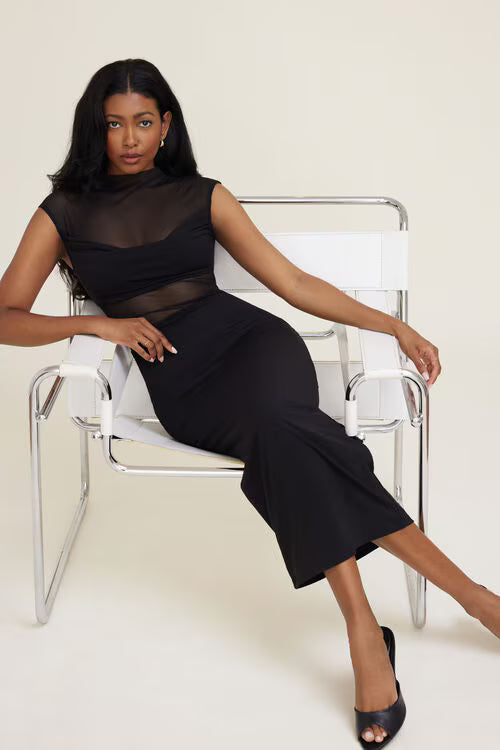 Sculpt Sheer Cowl Maxi Dress