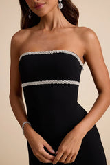 Kassine Black Rhinestone Cutout Strapless Maxi Dress